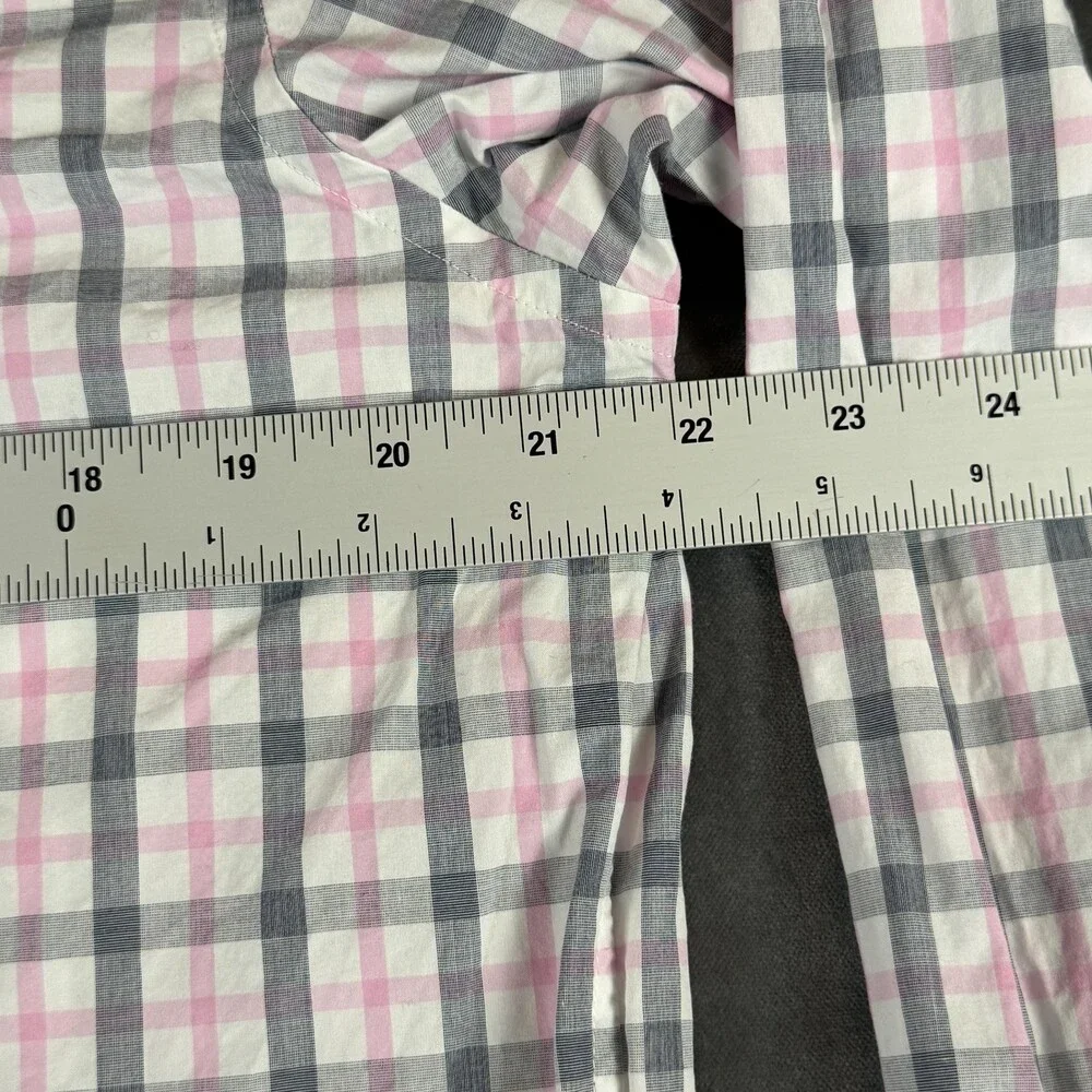Banana Republic Dress Shirt Mens Large Pink Plaid Grant Fit Slim Long Sleeve